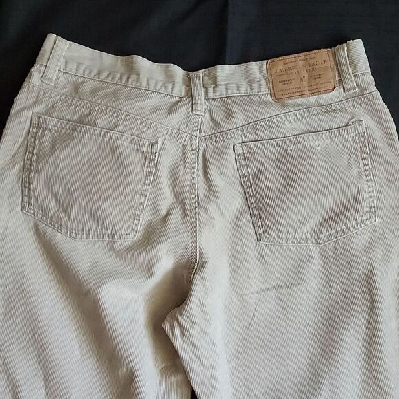 American Eagle Cords Women's Corduroy Pants Straight Leg Button Fly Beige Tan 8 - Picture 7 of 11